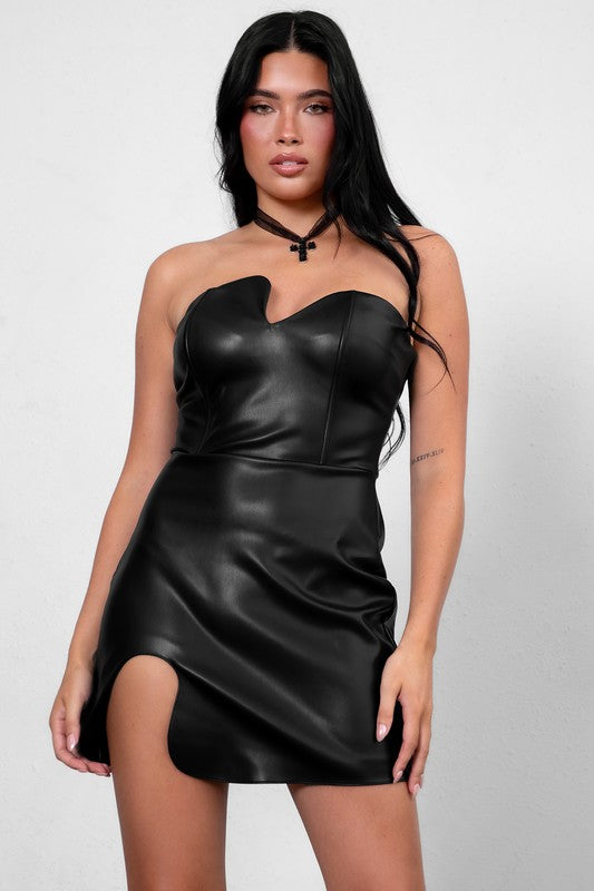 CARMELA PU Vegan Leather Mini Dress