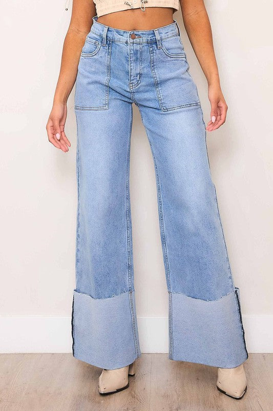 HIGH CUFF DENIM JEANS