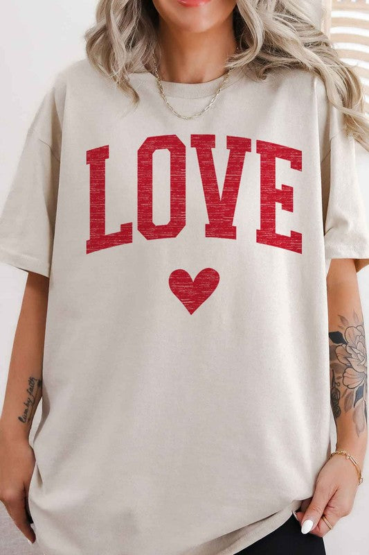 LOVE HEART VALENTINES OVERSIZED GRAPHIC TEE