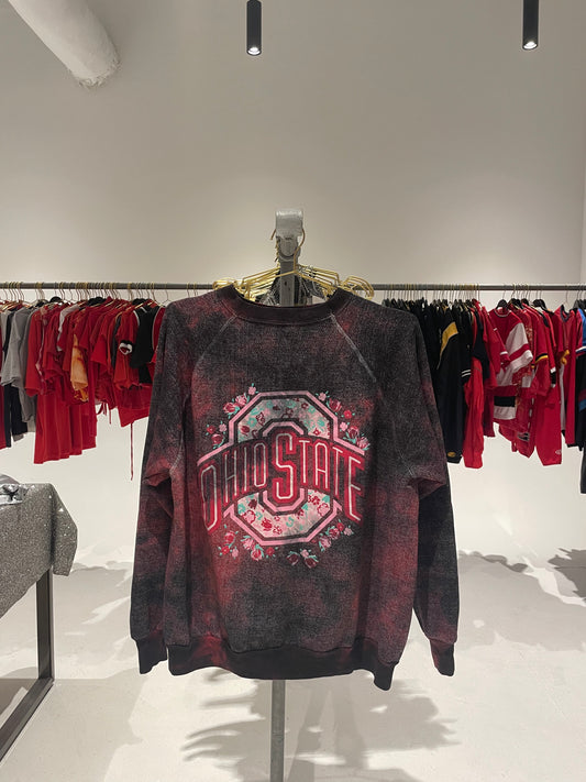 OSU FURST OF A KIND FLORAL PRINT DISTRESSED SWEATSHIRT