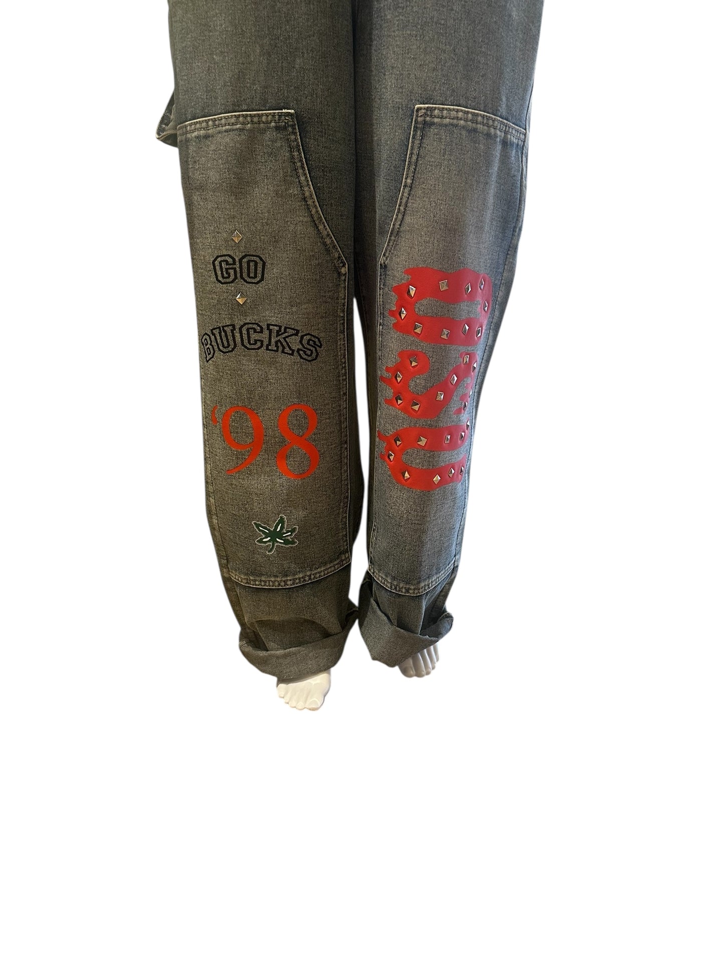 OSU DENIM STUDDED OVERALLS