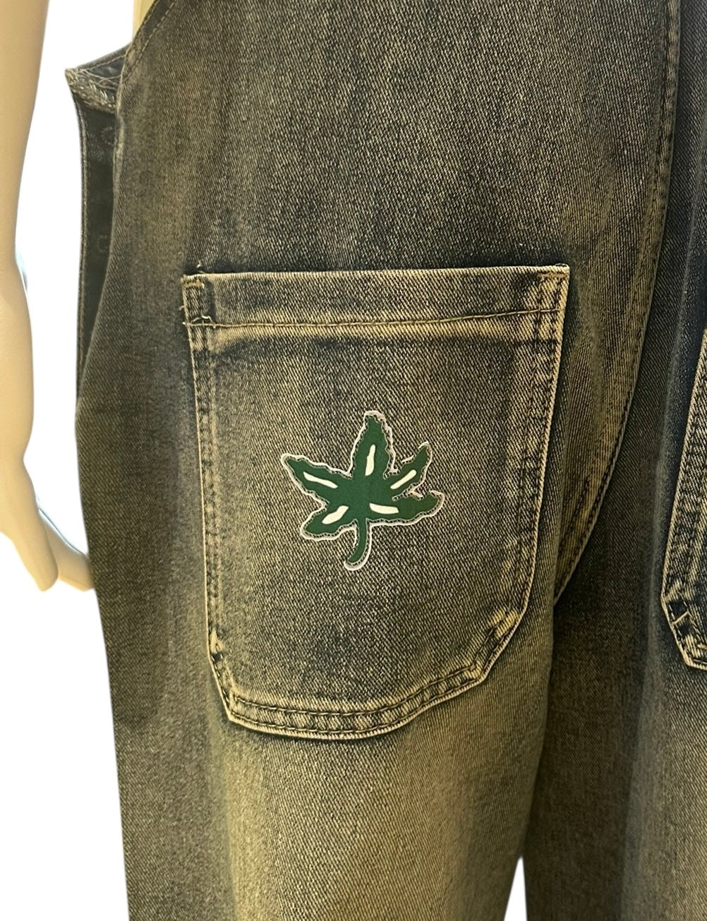 OSU DENIM STUDDED OVERALLS