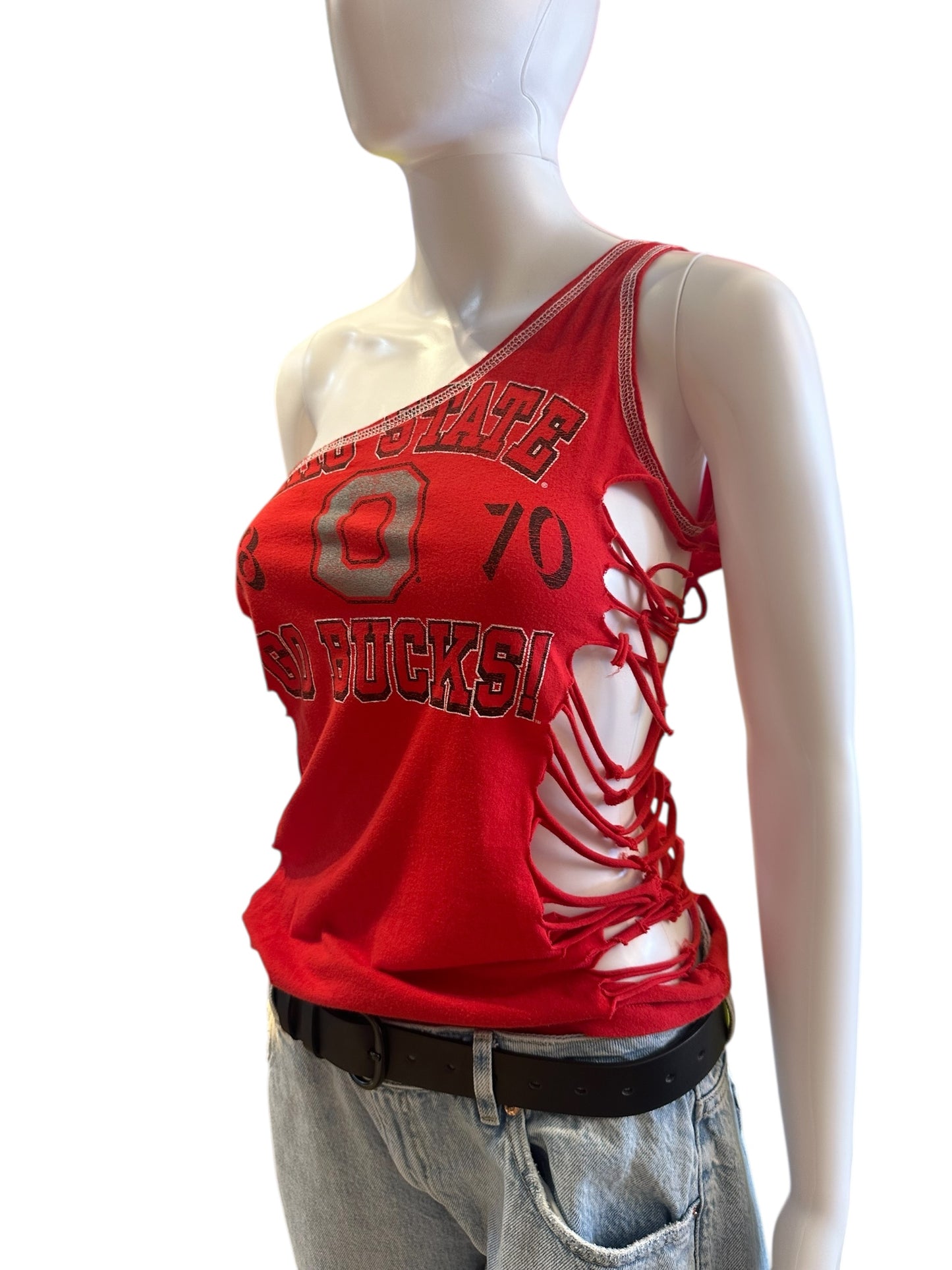 OSU RECON ONE SHOULDER SHREDDED TOP