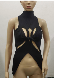 Mock Neck Cutout Top