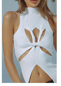 Mock Neck Cutout Top
