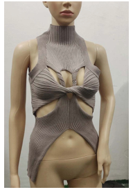 Mock Neck Cutout Top