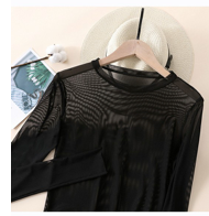 Candy Color Long-Sleeve Mesh Top