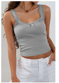 Lace Edge Ribbed Tank Top