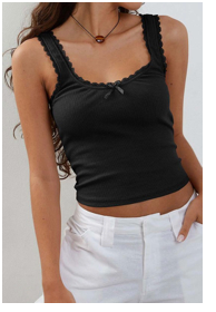 Lace Edge Ribbed Tank Top