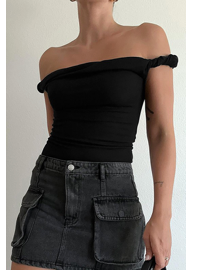 Sleeveless Off-Shoulder Twisted Slim-Fit Top