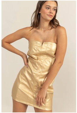 METALLIC SLIP MINI DRESS
