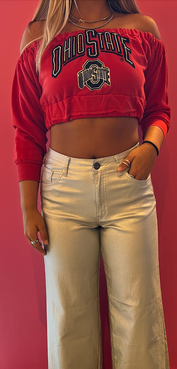 OSU Recon Off-the-Shoulder Crop Sweatshirt