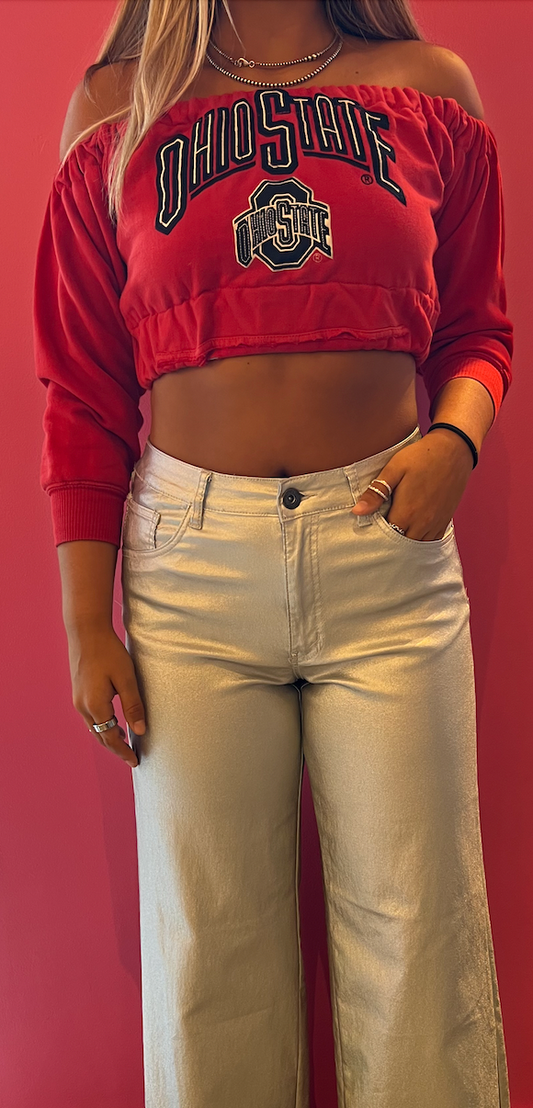 OSU Recon Off-the-Shoulder Crop Sweatshirt