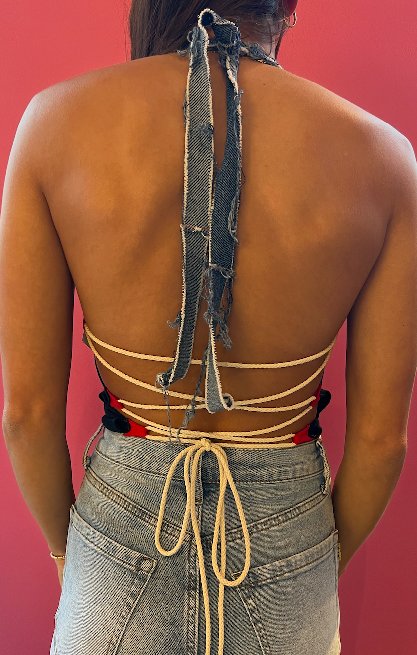 OSU Recon Vintage Tee & Denim Lace-Up Halter Top