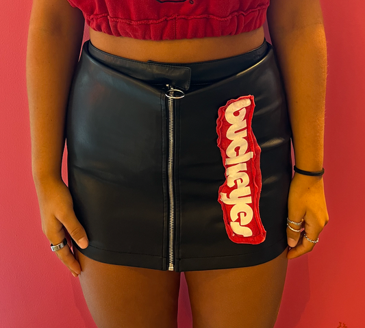 OSU RECON LEATHERETTE BLACK SKIRT BUCKEYES PATCHWORK
