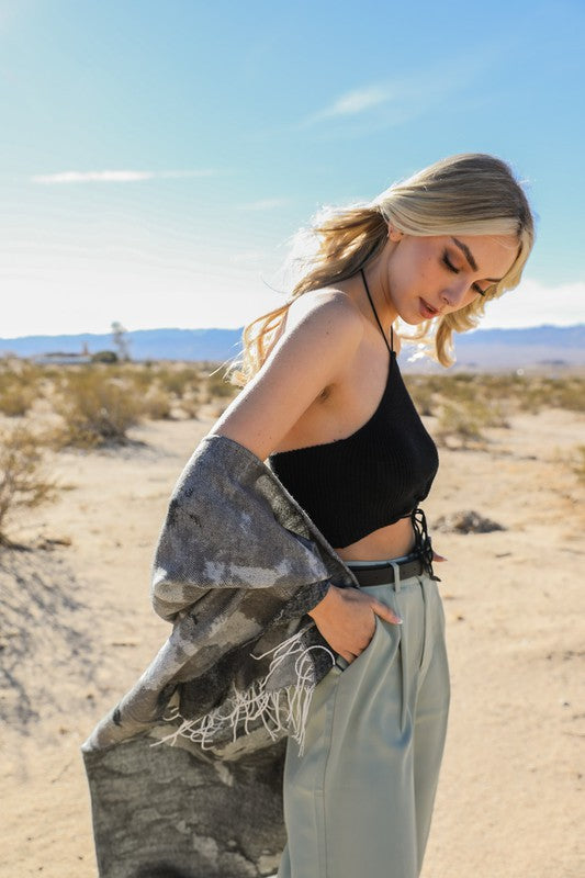 Lace Up Halter Knit Bralette