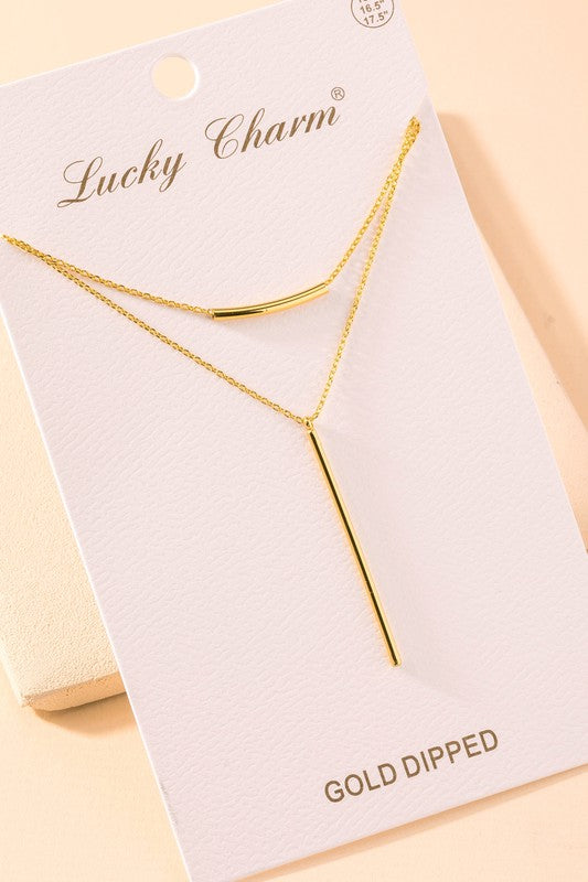 Layered Bar Charm Necklace