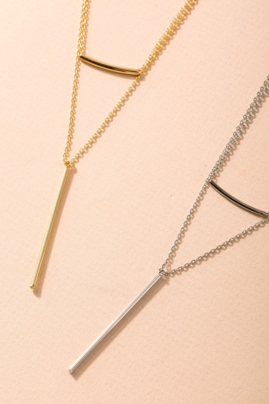 Layered Bar Charm Necklace