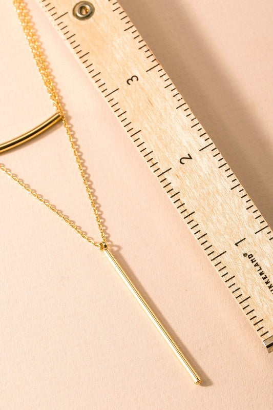 Layered Bar Charm Necklace