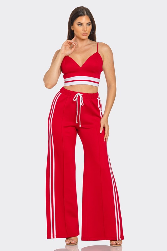 Front Bottom Striped Flare Pants