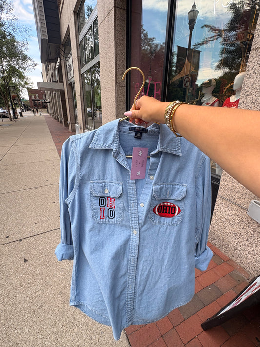 OSU Inspired Denim Button Down