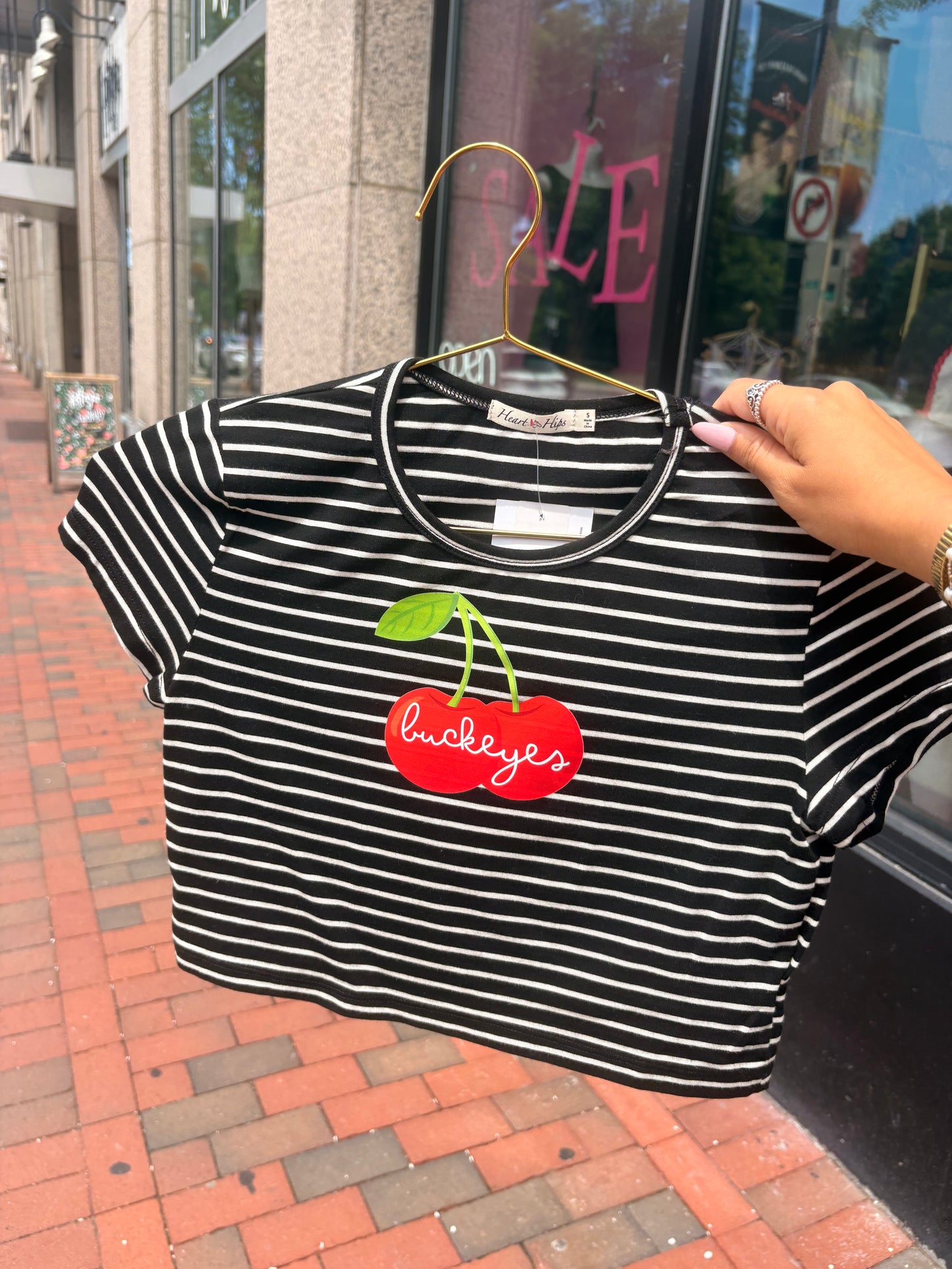 Striped OSU Inspired Baby Tee