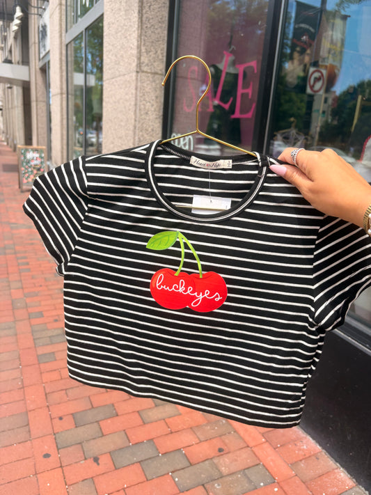 Striped OSU Inspired Baby Tee