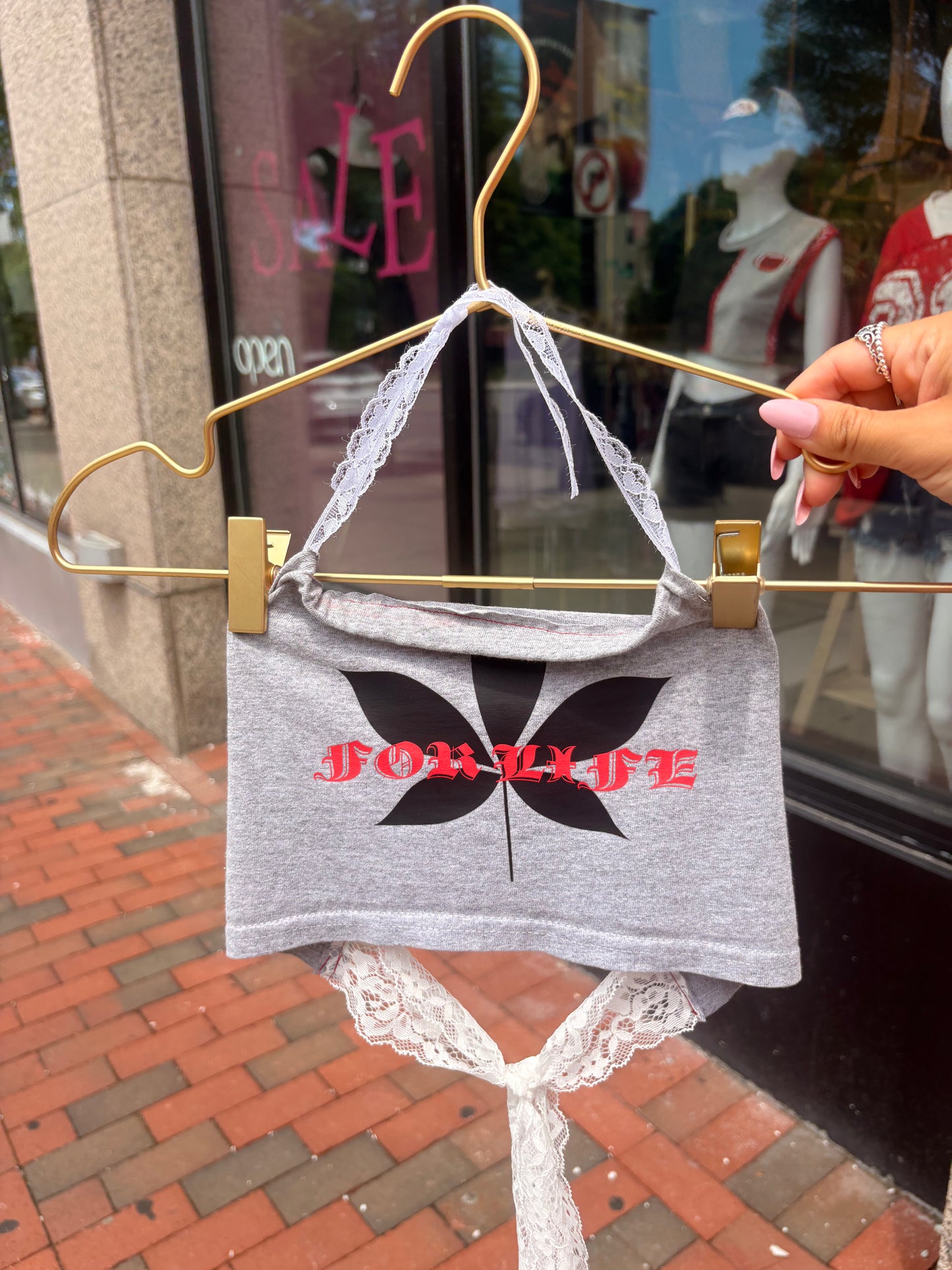 OSU Inspired Lace Halter Top