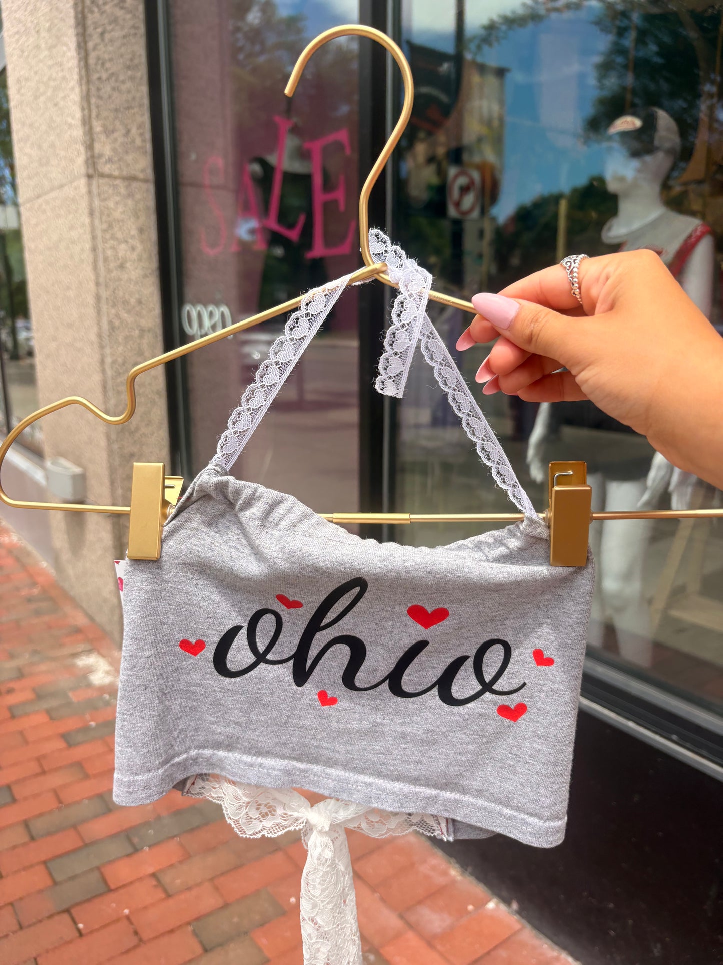 OSU Inspired Lace Halter Top