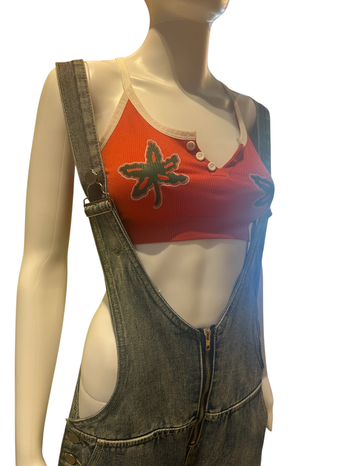 OSU DENIM STUDDED OVERALLS