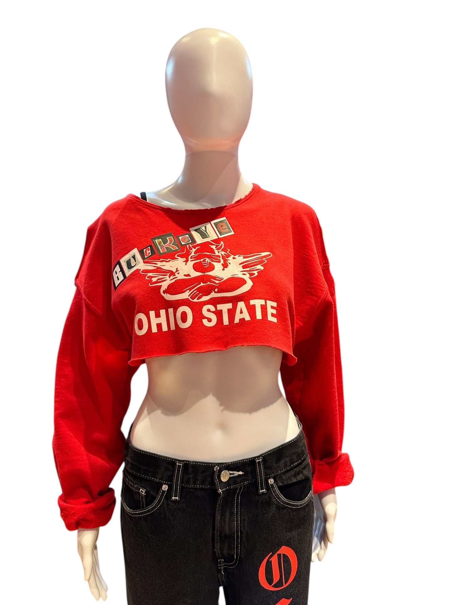 OSU ANGEL CROP SWEATSHIRT W/COLD SHOULDER