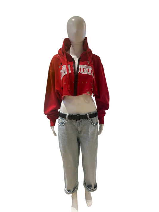 OSU RECON ZIP UP CROP HOODIE W/STARS