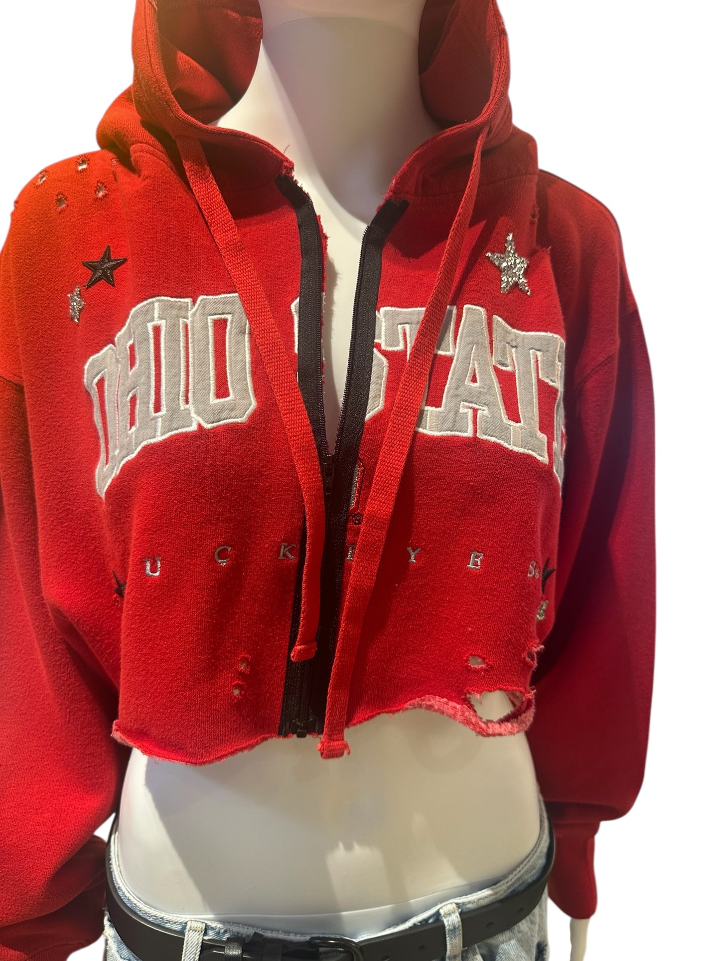 OSU RECON ZIP UP CROP HOODIE W/STARS
