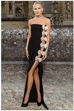White Bows Black Long Dress