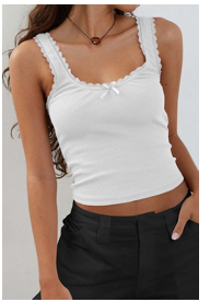 Lace Edge Ribbed Tank Top