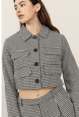 HOUNDSTOOTH CROPPED JACKET