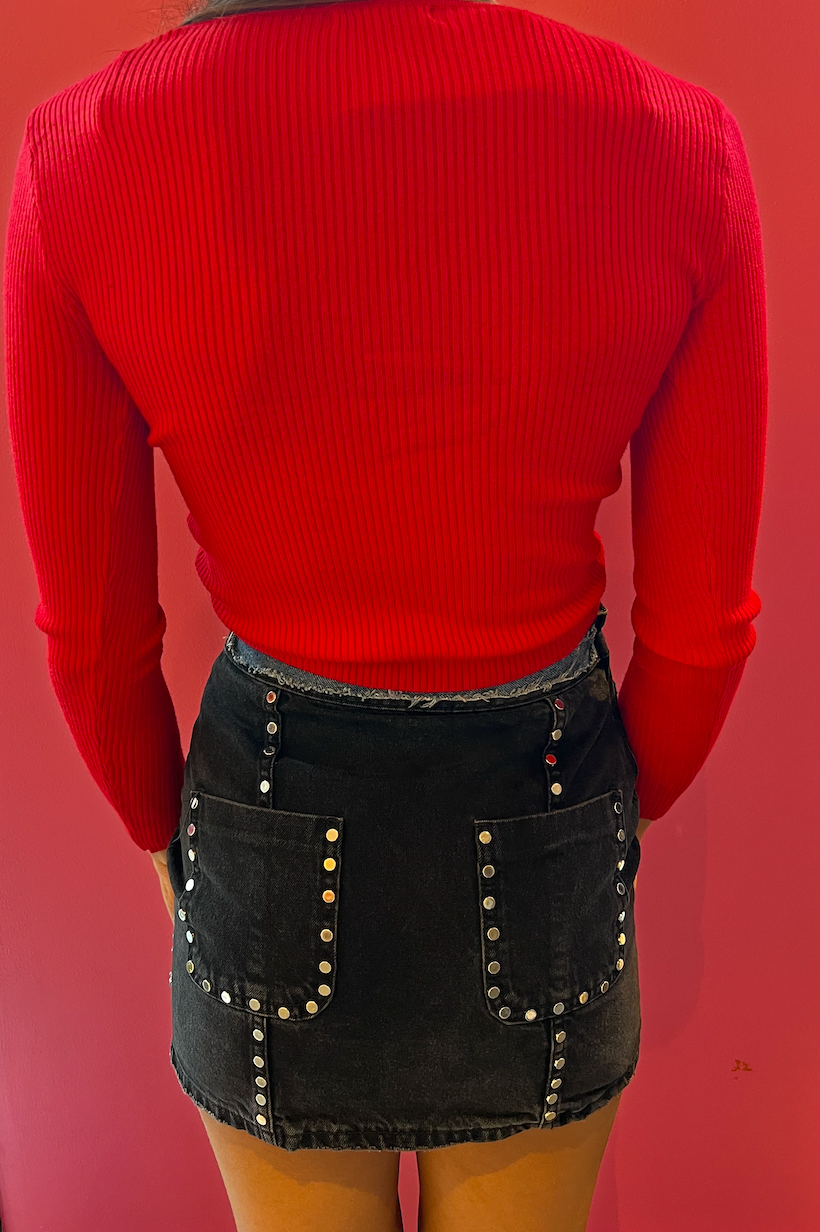 OSU RECON STUDDED BLACK MINI SKIRT