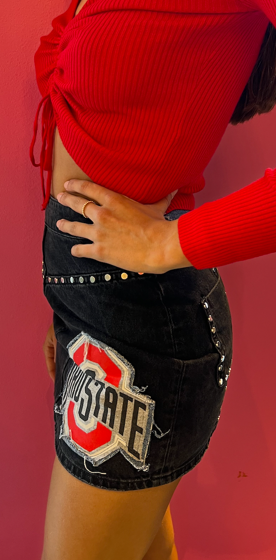 OSU RECON STUDDED BLACK MINI SKIRT