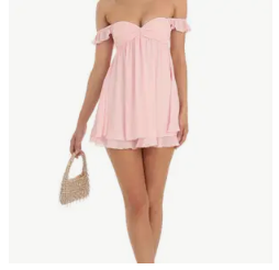 OFF THE SHOULDER CHIFFON DRESS