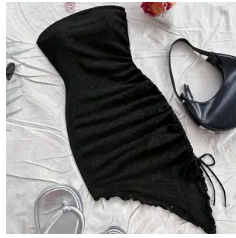 STRAPLESS EYELET DRESS