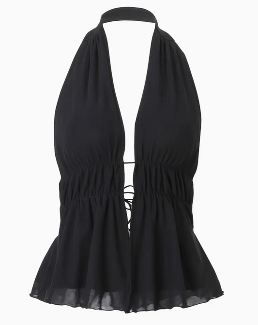 BACKLESS CHIFFON HALTER