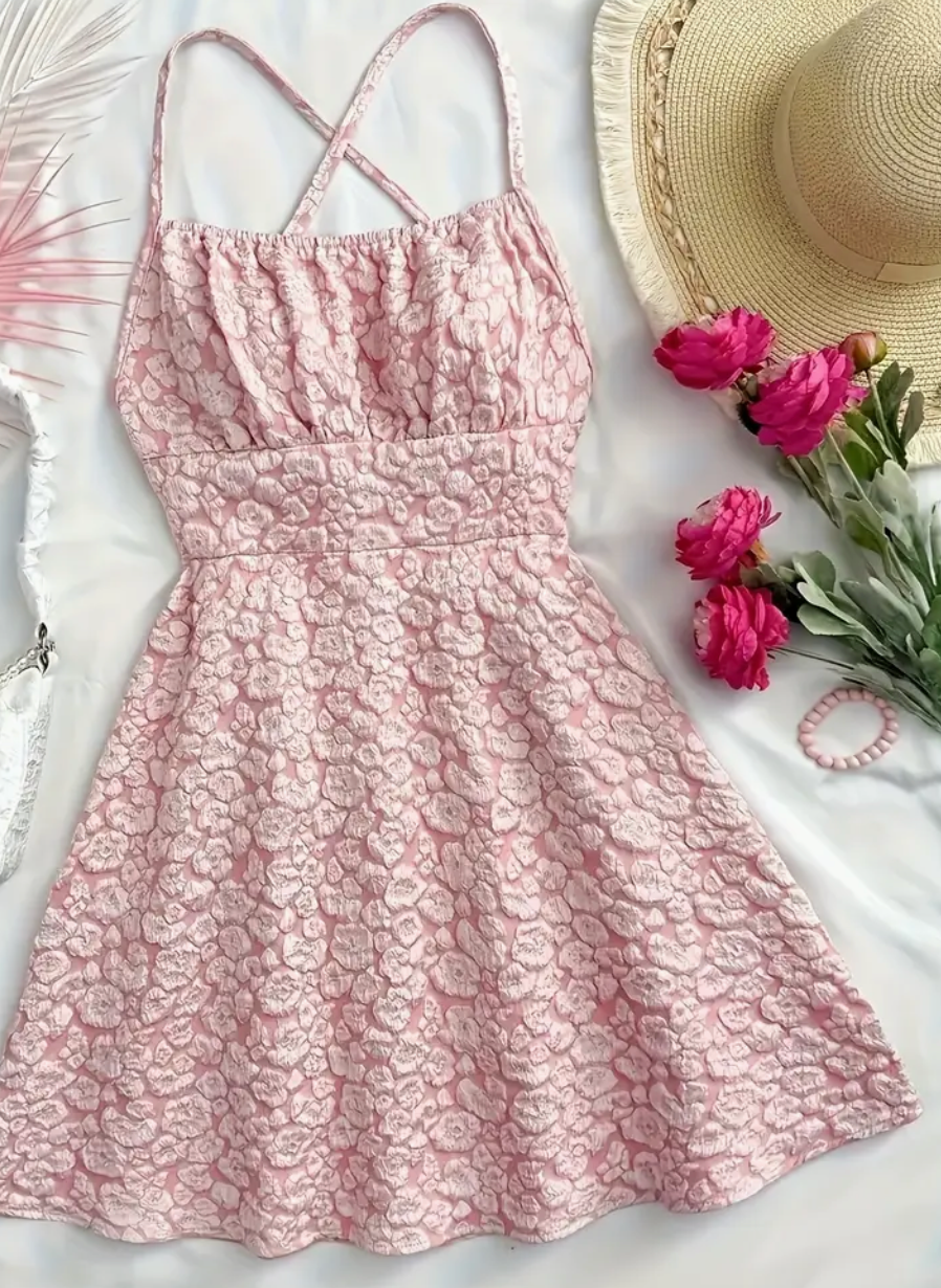 PINK PUFF FLOWER DRESS