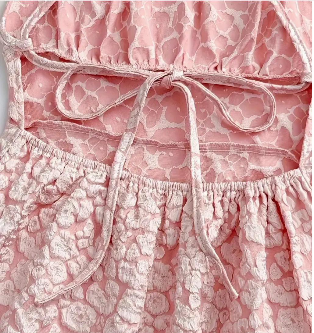 PINK PUFF FLOWER DRESS