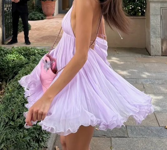 Chiffon A-Line Pleated Dress