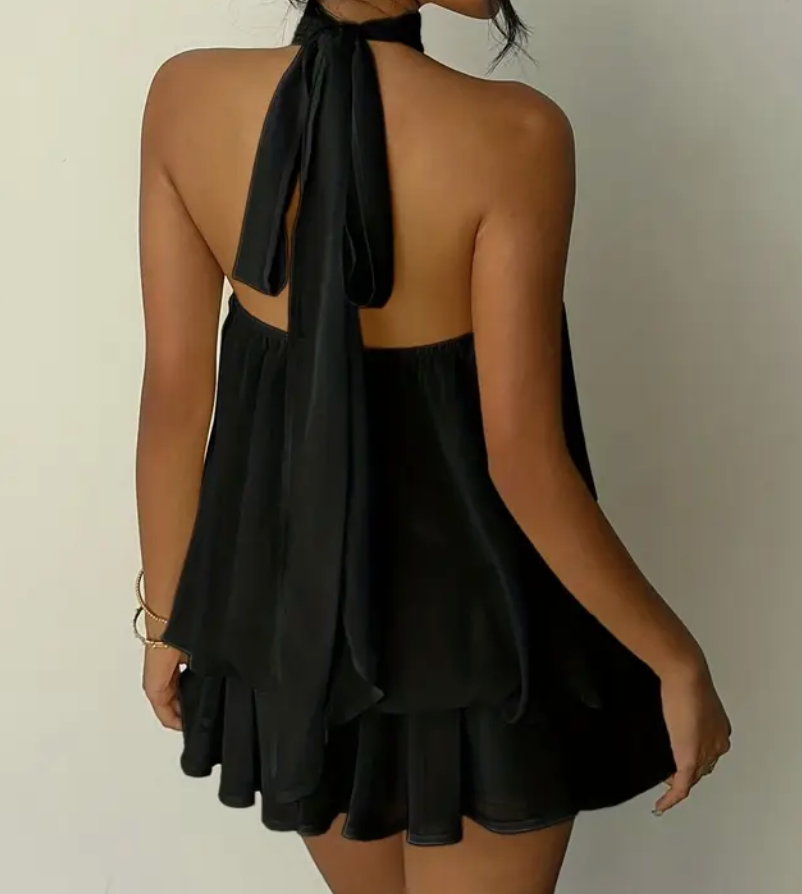 BACKLESS CHIFFON DRESS
