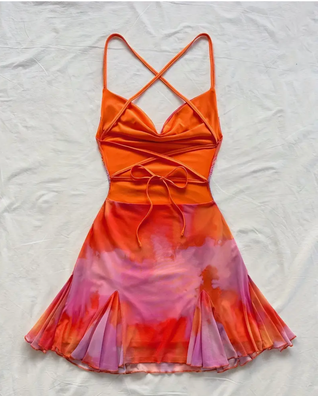 TROPICAL PUNCH LACE UP DRESS