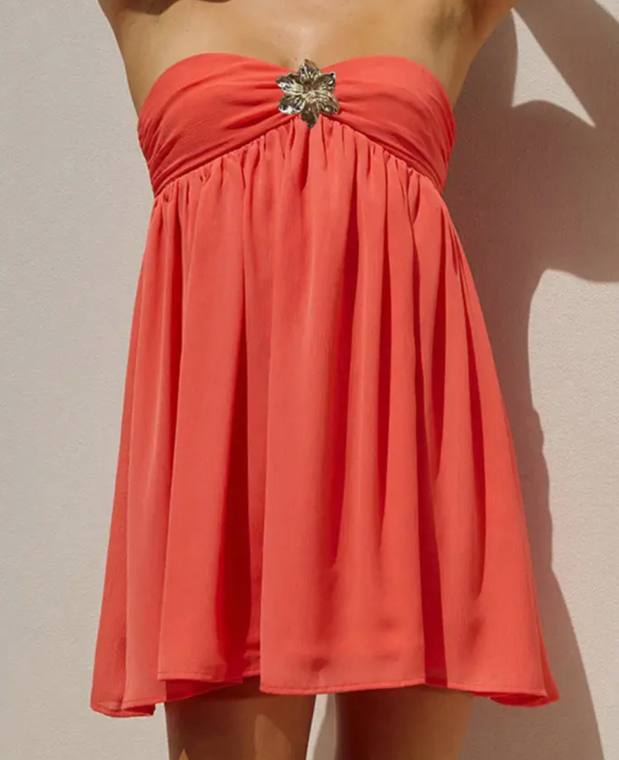 STRAPLESS CHIFFON DRESS