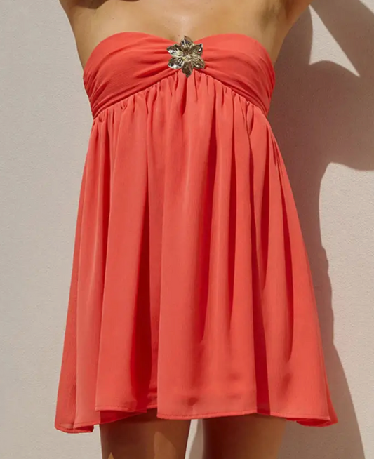 STRAPLESS CHIFFON DRESS