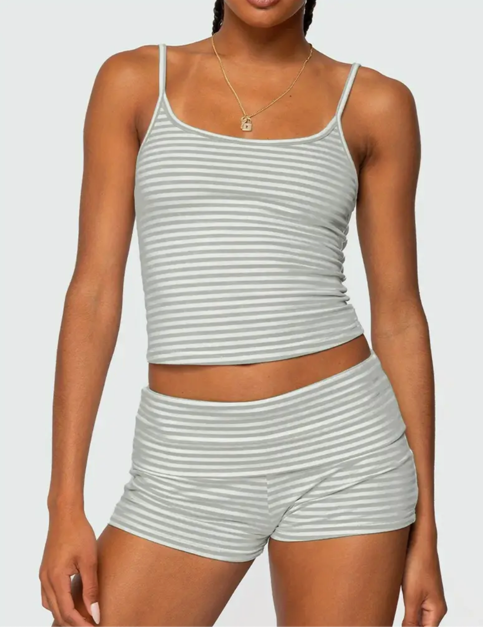 WHITE/GREY FOLDOVER SHORTS